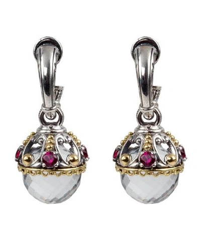 Shop Konstantino Pythia Corundum & Crystal Drop Earrings In Silver