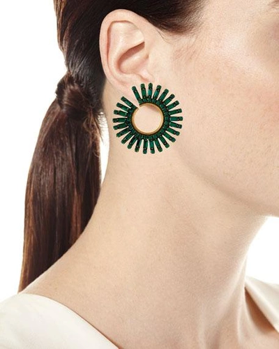 Shop Auden Green Baguette Crystal Curler Earrings In Emerald