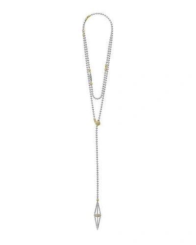 Shop Lagos Ksl Silver & 18k Gold Pyramid Lariat Necklace In Yellow/gray