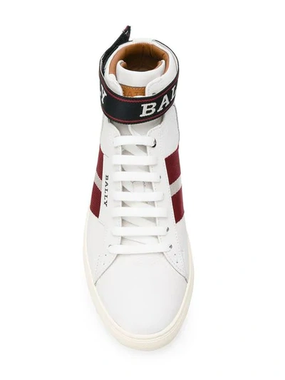 Shop Bally Logo Ankle Strap Sneakers In White