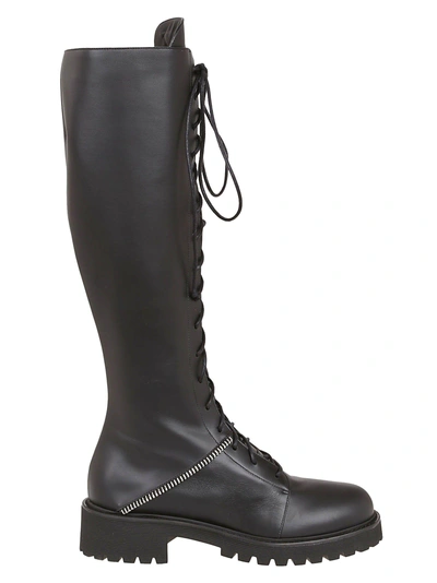 Shop Giuseppe Zanotti Lace-up Knee-high Boots In Nero