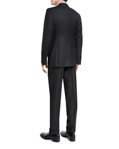 Tom Ford O'connor Base Solid Two-piece 130s Wool Master Twill Suit, Black In Black