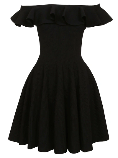 Shop Alexander Mcqueen Ruffled Dress In Black