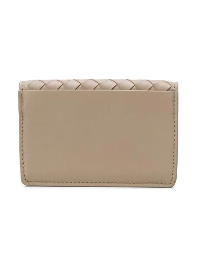 Shop Bottega Veneta Woven Bi-fold Wallet In 2304 Limestone