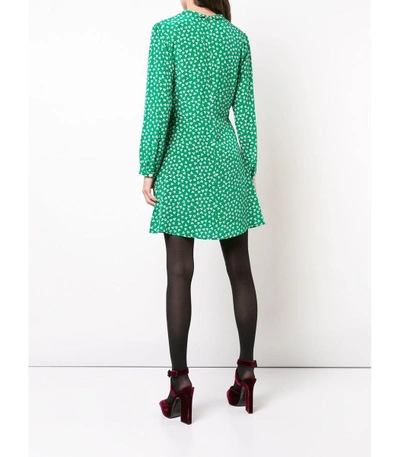 Shop Harley Viera-newton Green And White Long Sleeve Floral Mini Dress