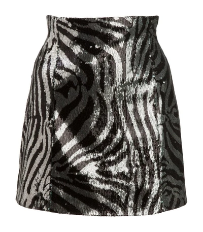 Shop Halpern Zebra Print Mini Skirt In Black/silver