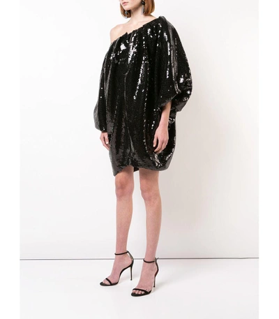Shop Halpern Sequin Bubble Dress In Black