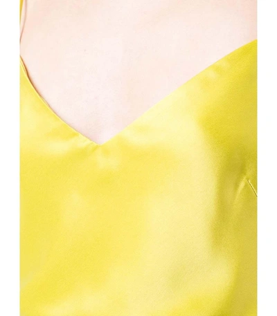 Shop Galvan Satin V-neck Camisole In Yellow
