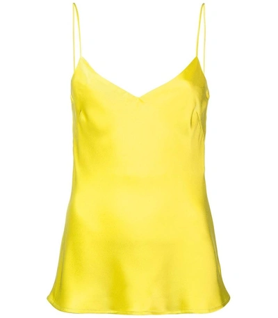 Shop Galvan Satin V-neck Camisole In Yellow