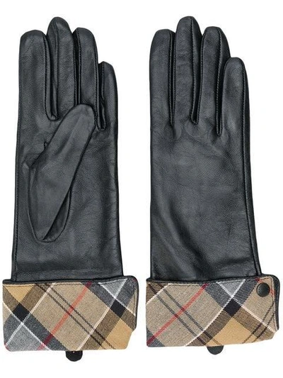 Shop Barbour Checked Lining Gloves In Black