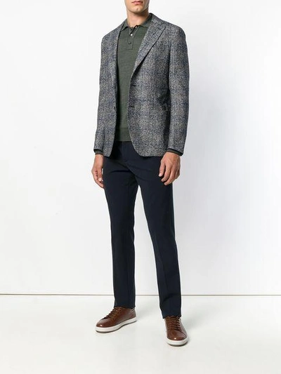 Shop Bagnoli Sartoria Napoli Checked Fitted Blazer - Grey