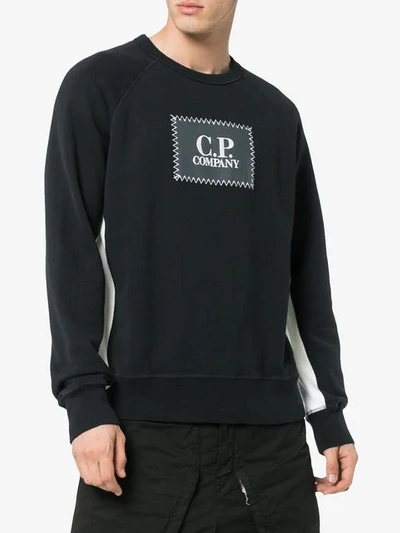 Shop C.p. Company Cp Company Stitch Logo Embroidered Cotton Sweatshirt - Black