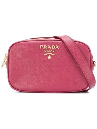 Shop Prada Saffiano Leather Belt Bag - Pink