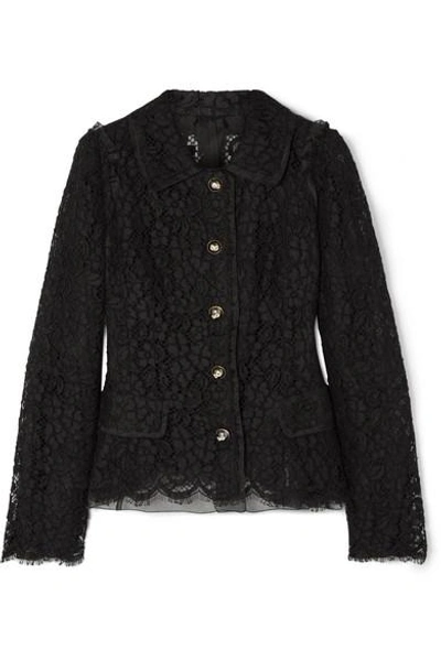 Shop Dolce & Gabbana Cotton-blend Guipure Lace Jacket In Black