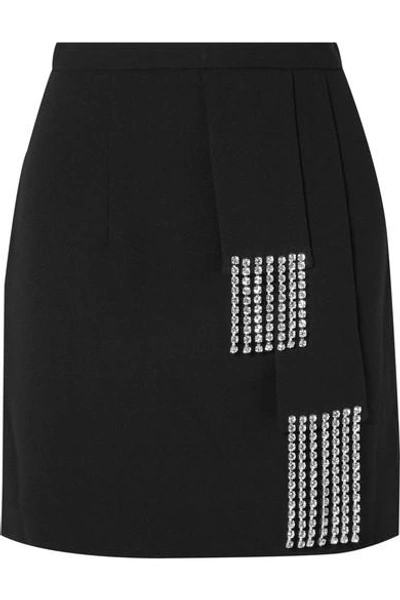 Shop Christopher Kane Crystal-embellished Crepe Mini Skirt In Black