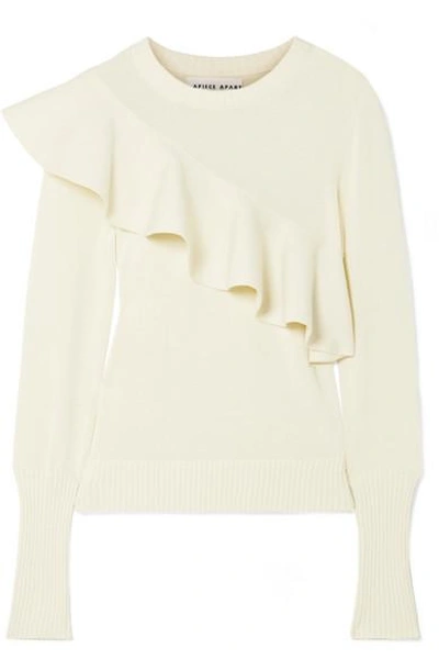 Shop Apiece Apart Sterre Ruffled Cotton Sweater In Ivory