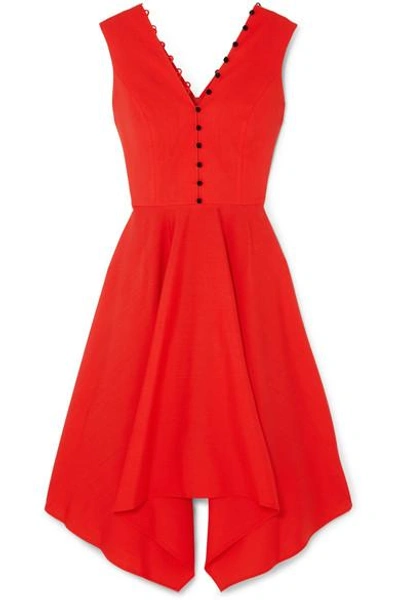 Shop Adeam Asymmetric Wool-blend Crepe Dress In Red