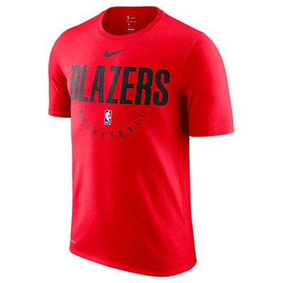 Shop Nike Men's Portland Trail Blazers Nba Dri-fit Practice T-shirt, Red