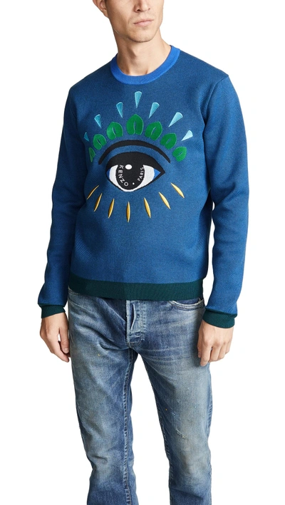 Shop Kenzo Eye Sweater In Blue