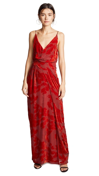Shop Galvan Rose Gown In Red