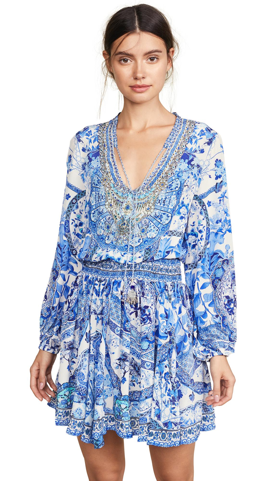 camilla shirred relaxed short dress