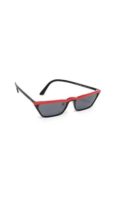 Shop Prada Ultravox Sunglasses In Red Black/grey