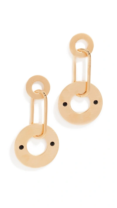 Shop Marni Metal Earrings With Strass In Gold