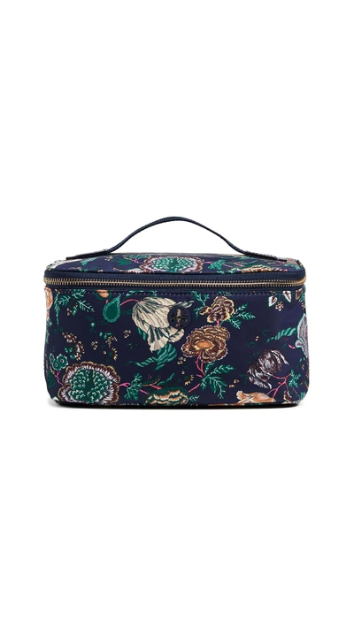 Shop Tory Burch Tilda Printed Nylon Travel Cosmetic Case In Navy Happy Times