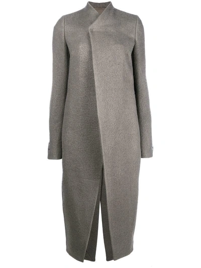 Shop Rick Owens Long Coat - Grey