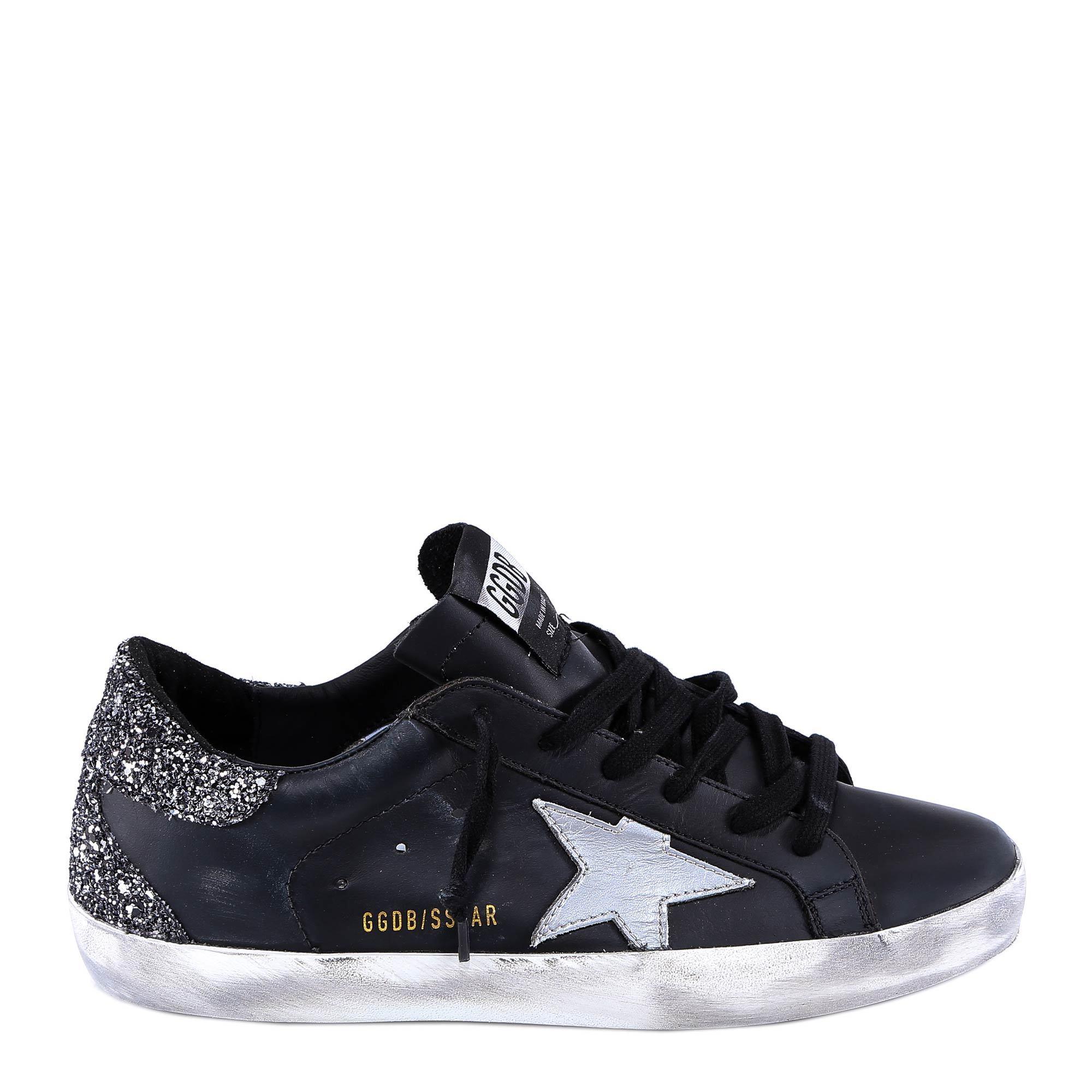 black glitter golden goose sneakers