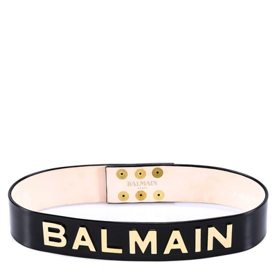 Shop Balmain Logo Print Belt In Black