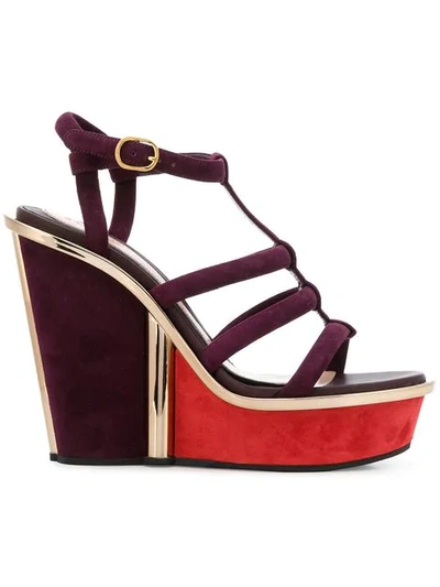 Shop Alexander Mcqueen Strappy Wedge Sandals In Pink