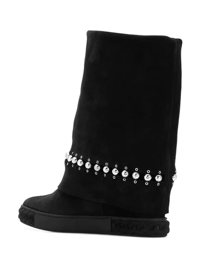 Shop Casadei Pearl Trim Boots - Black