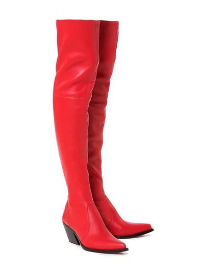 Shop Givenchy Red 60 Over-the Knee Leather Cowboy Boots