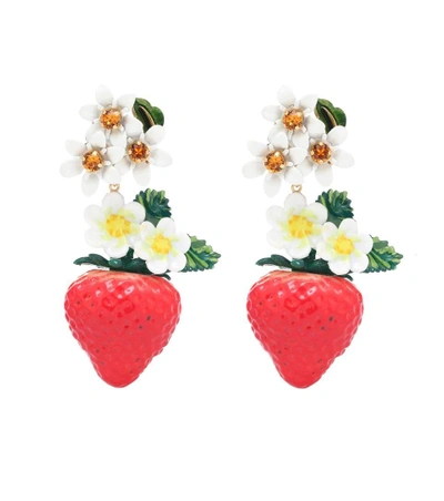 Shop Dolce & Gabbana Crystal-embellished Resin Earrings In Red