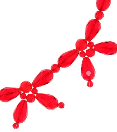 Shop Simone Rocha Crystal And Ribbon Necklace In Red