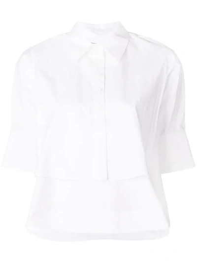 Shop Carven Cropped Poplin Shirt In White