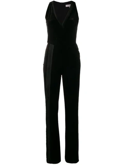 Shop Galvan Velvet Wrap Jumpsuit - Black