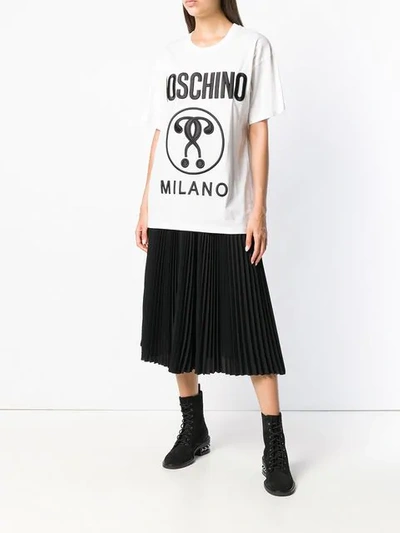 Shop Moschino Front Logo Patchwork T-shirt - White