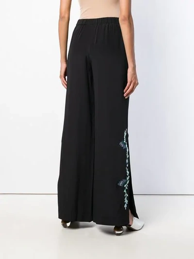 Shop Vilshenko Embroidered Side Slit Trousers In Black
