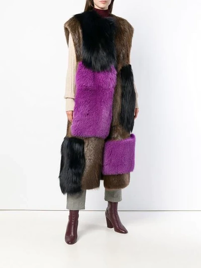Shop Marni Oversized Fur Panel Coat In Y4033