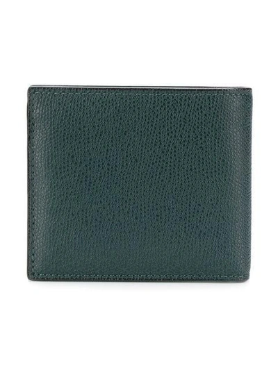 Shop Valextra Pebbled Bi-fold Wallet - Green