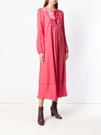 Shop Vilshenko Long Embroidered Dress In Pink