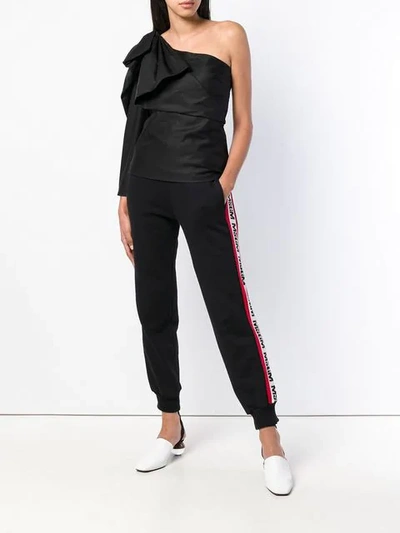 Shop Stella Mccartney Asymmetric Single Sleeve Blouse - Black
