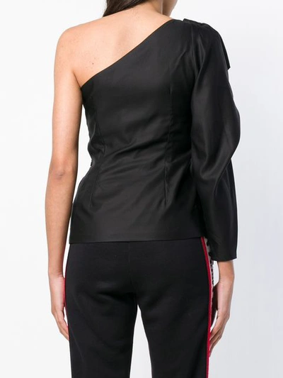 Shop Stella Mccartney Asymmetric Single Sleeve Blouse - Black