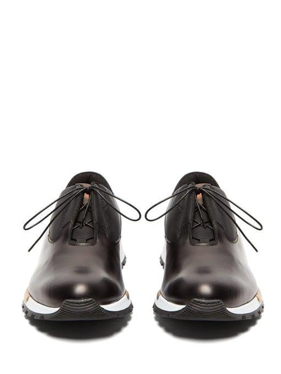 Berluti Gaspard Slash-Toe Leather Shoe, Black