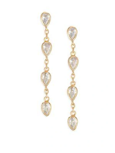 Shop Jules Smith Raindrop Crystal Drop Earrings In Yellow Gold