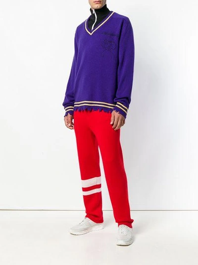 Shop Riccardo Comi Loose V-neck Sweater - Purple