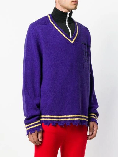 Shop Riccardo Comi Loose V-neck Sweater - Purple