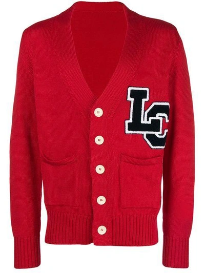 Shop Lc23 Logo Embroidered Cardigan In Red